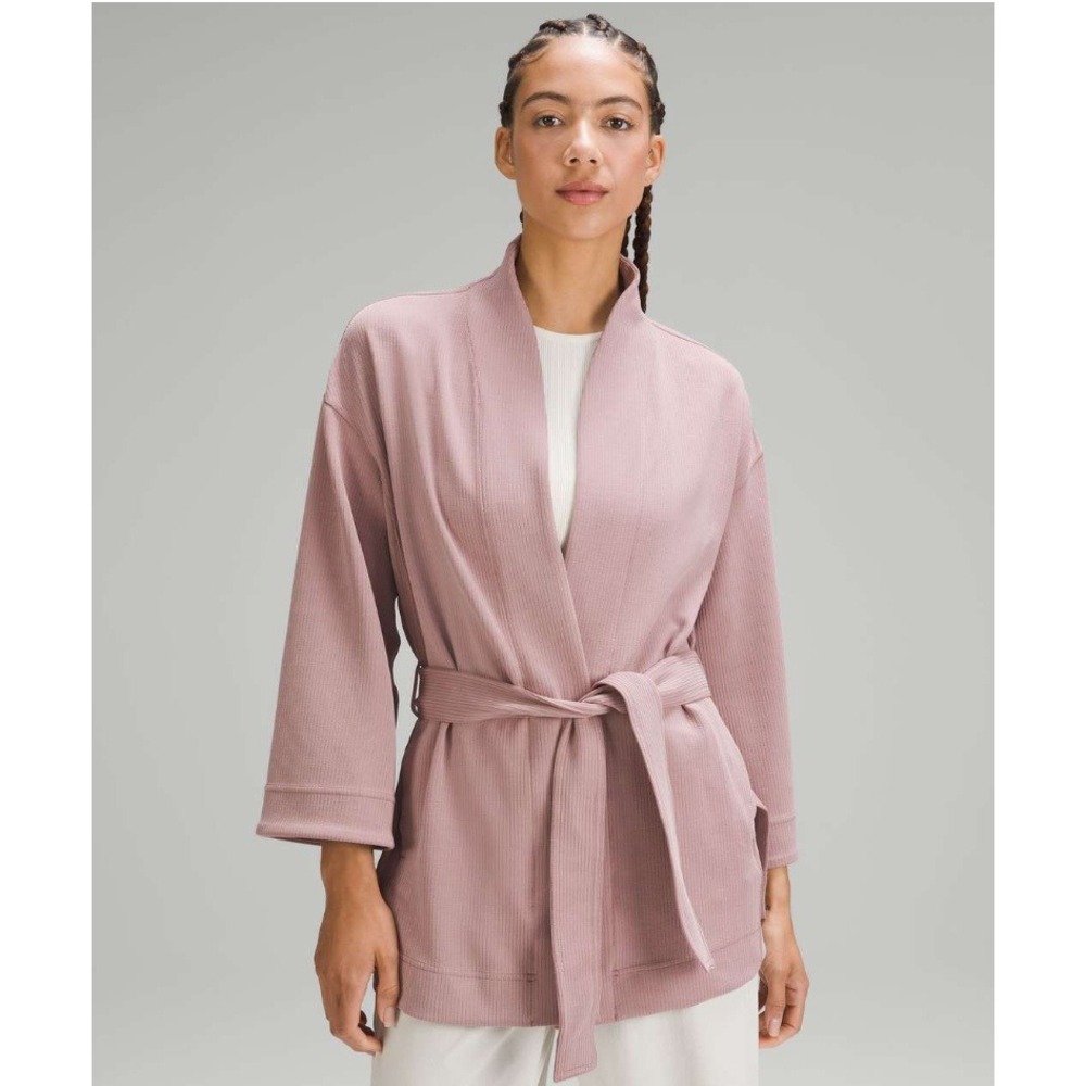 Lululemon Ribbed Softstreme Belted Wrap Twilight Rose LW3GS7S Size 4 NWT